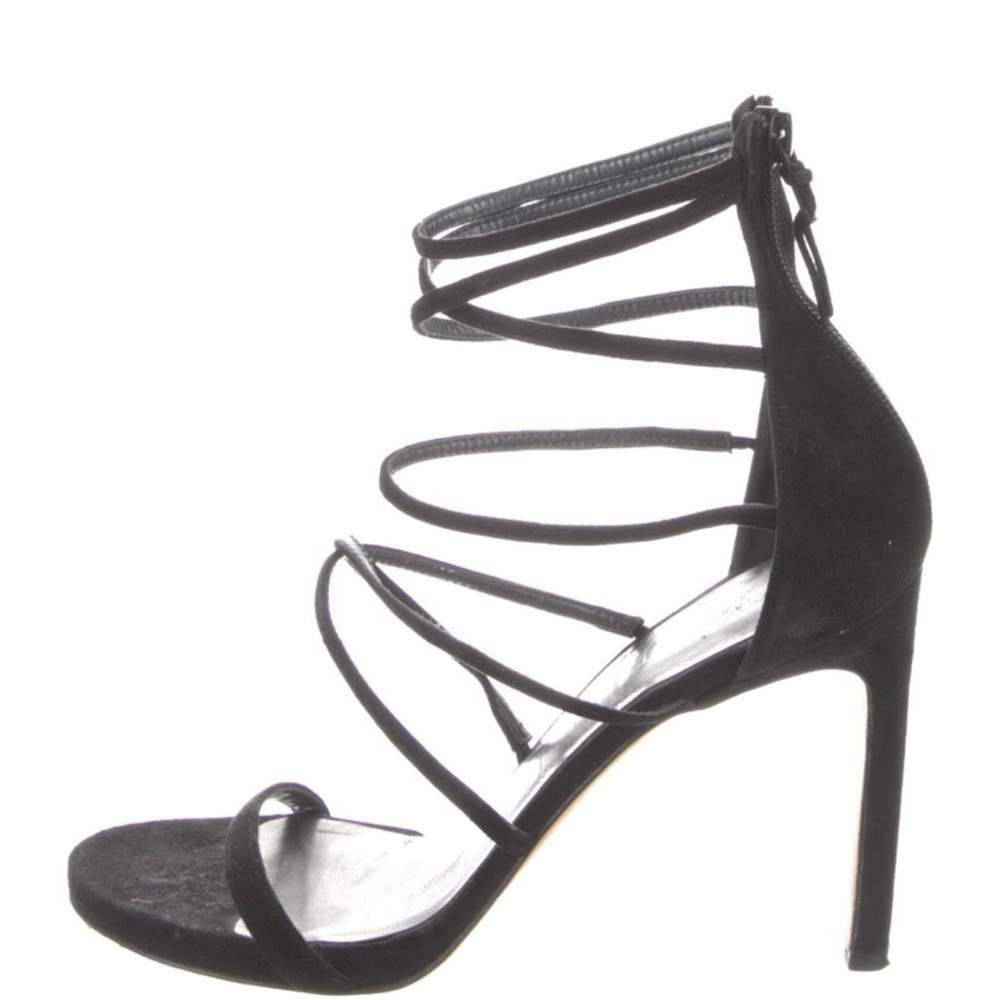 Stuart Weitzman Black Multi-Strap Suede Stiletto … - image 2